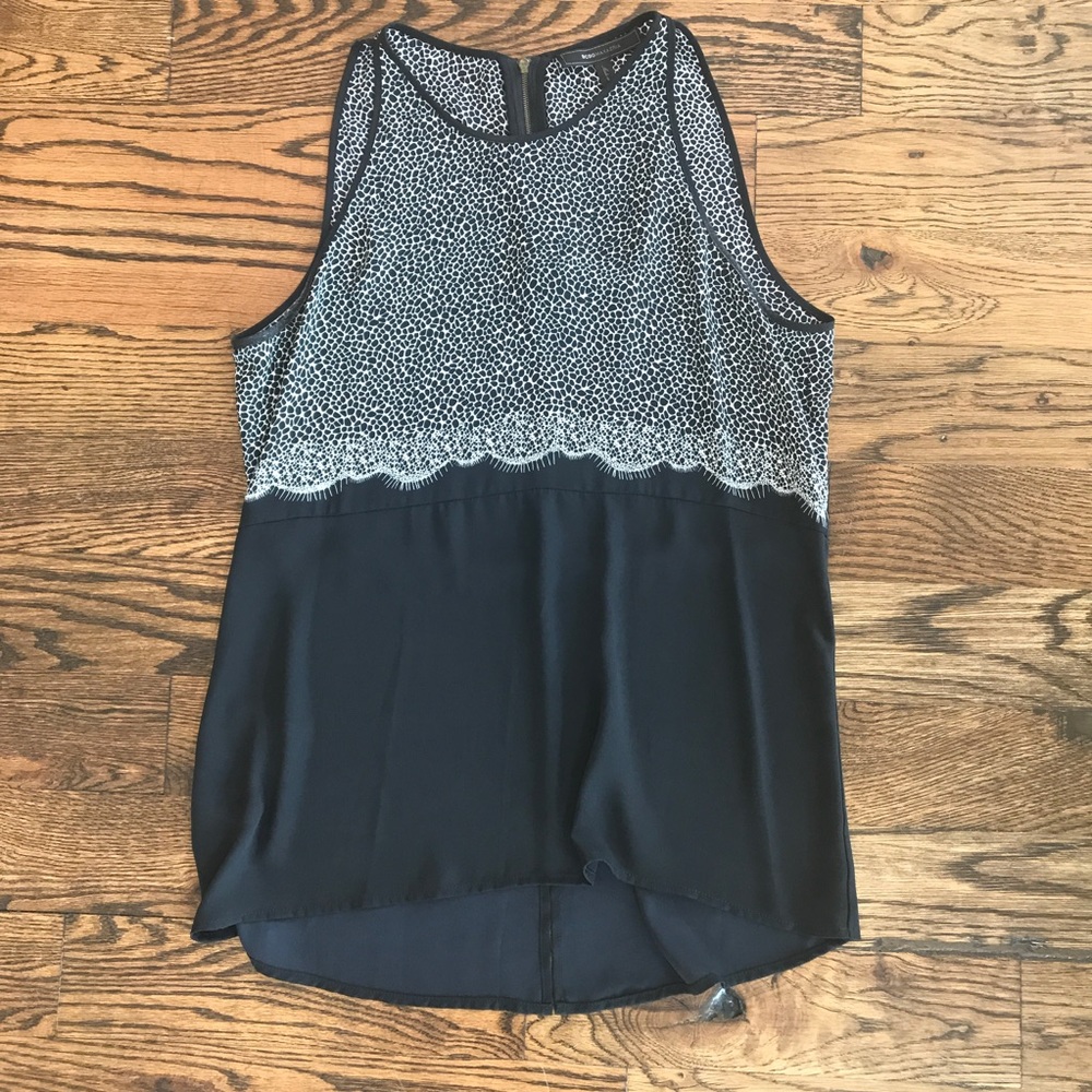 SOLD!! BCBG Maxazria | Silk Black and White Silk Top